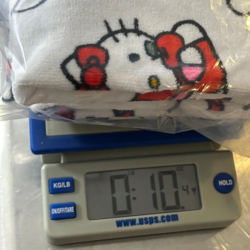 Hello Kitty Sanrio Hand Towel Set of 2 White Red Strawberry Cotton Terry 16x28